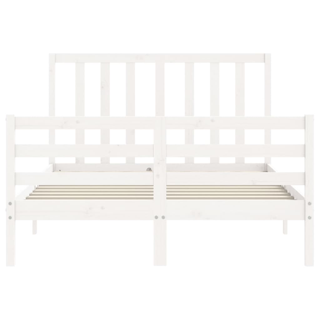 Bed Frame with Headboard White 137x187 cm Double Solid Wood