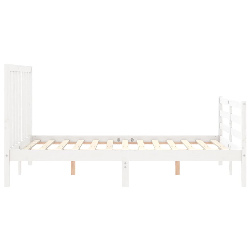 Bed Frame with Headboard White 137x187 cm Double Solid Wood