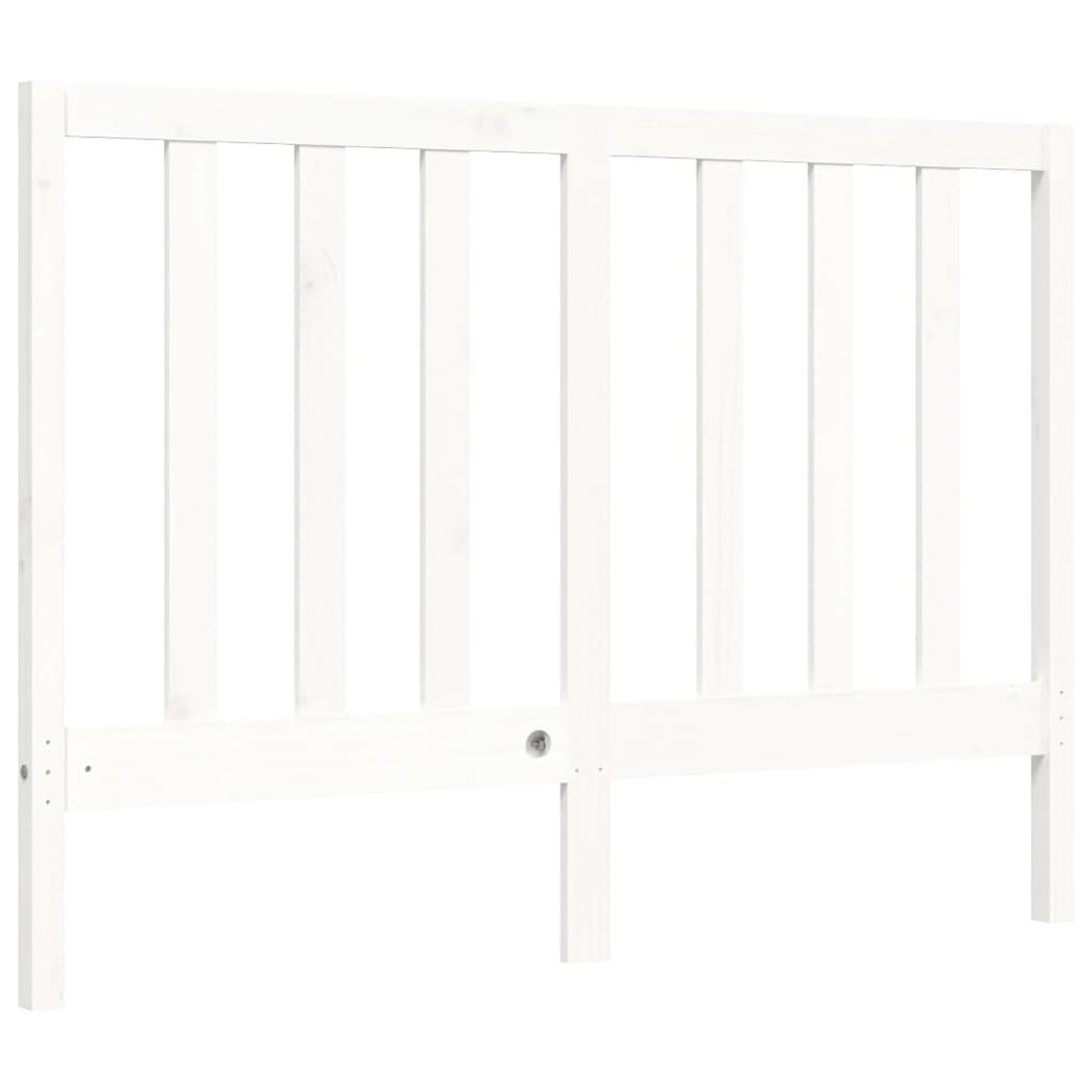 Bed Frame with Headboard White 137x187 cm Double Solid Wood