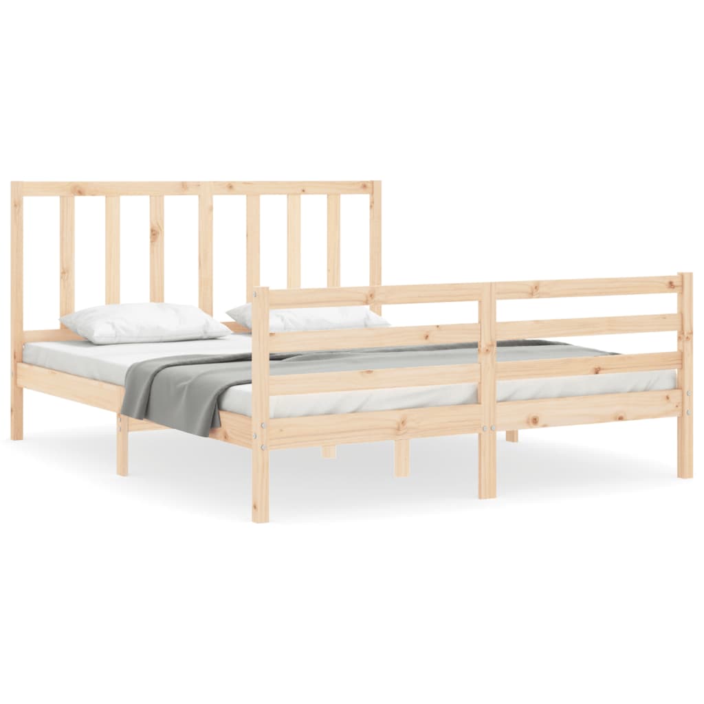 Bed Frame with Headboard 153x203 cm Queen Solid Wood