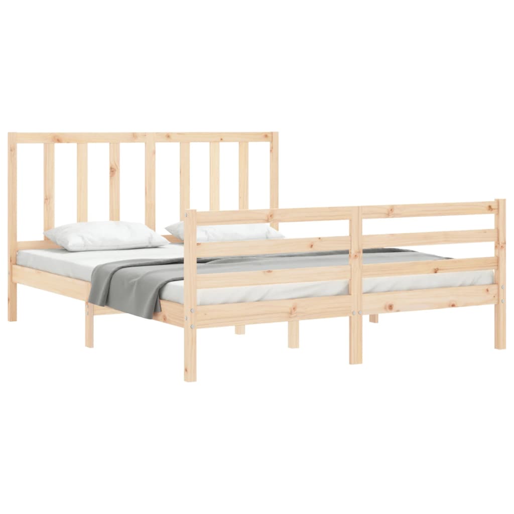 Bed Frame with Headboard 153x203 cm Queen Solid Wood