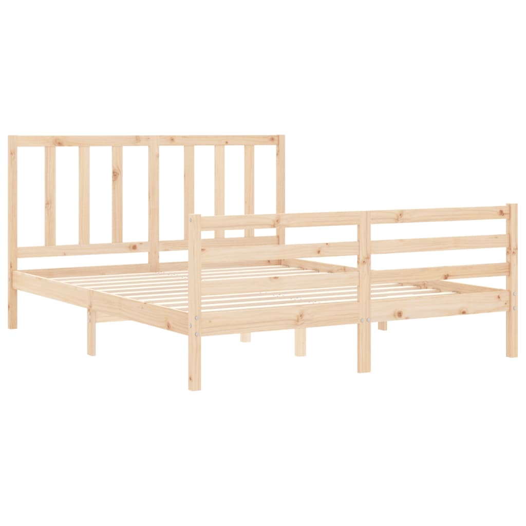 Bed Frame with Headboard 153x203 cm Queen Solid Wood