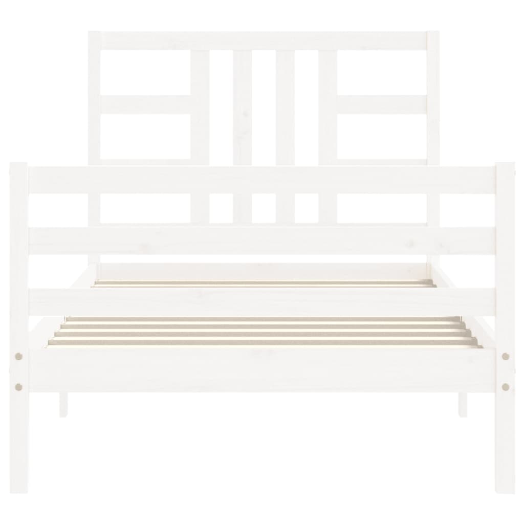 Bed Frame with Headboard White 92x187 cm Single Size Solid Wood