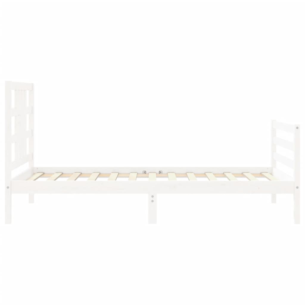 Bed Frame with Headboard White 92x187 cm Single Size Solid Wood