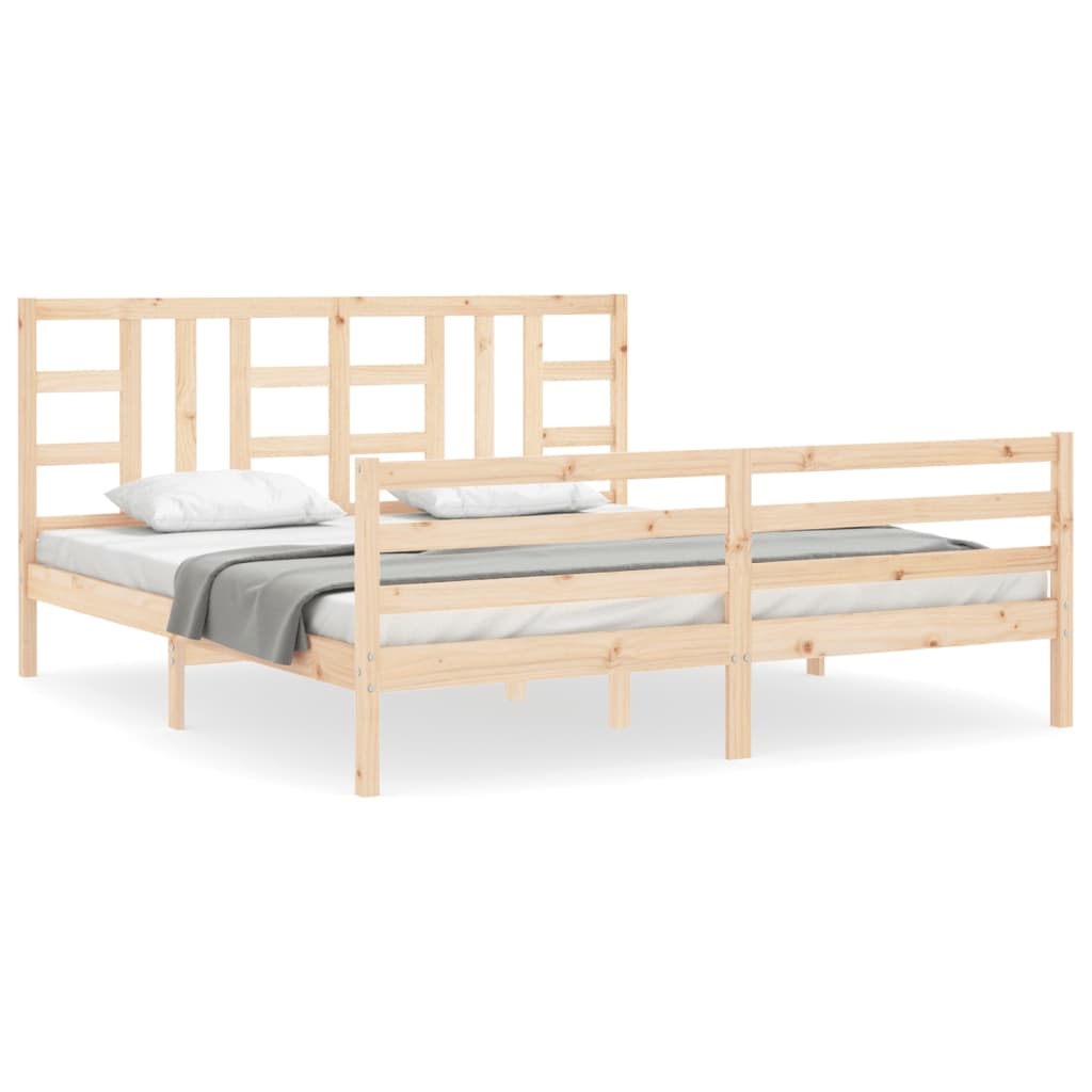 Bed Frame with Headboard 183x203 cm King Solid Wood