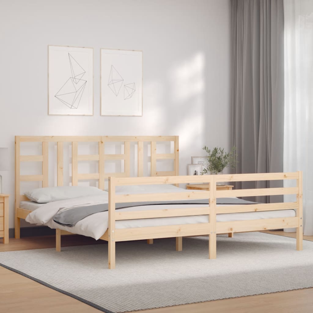 Bed Frame with Headboard 183x203 cm King Solid Wood