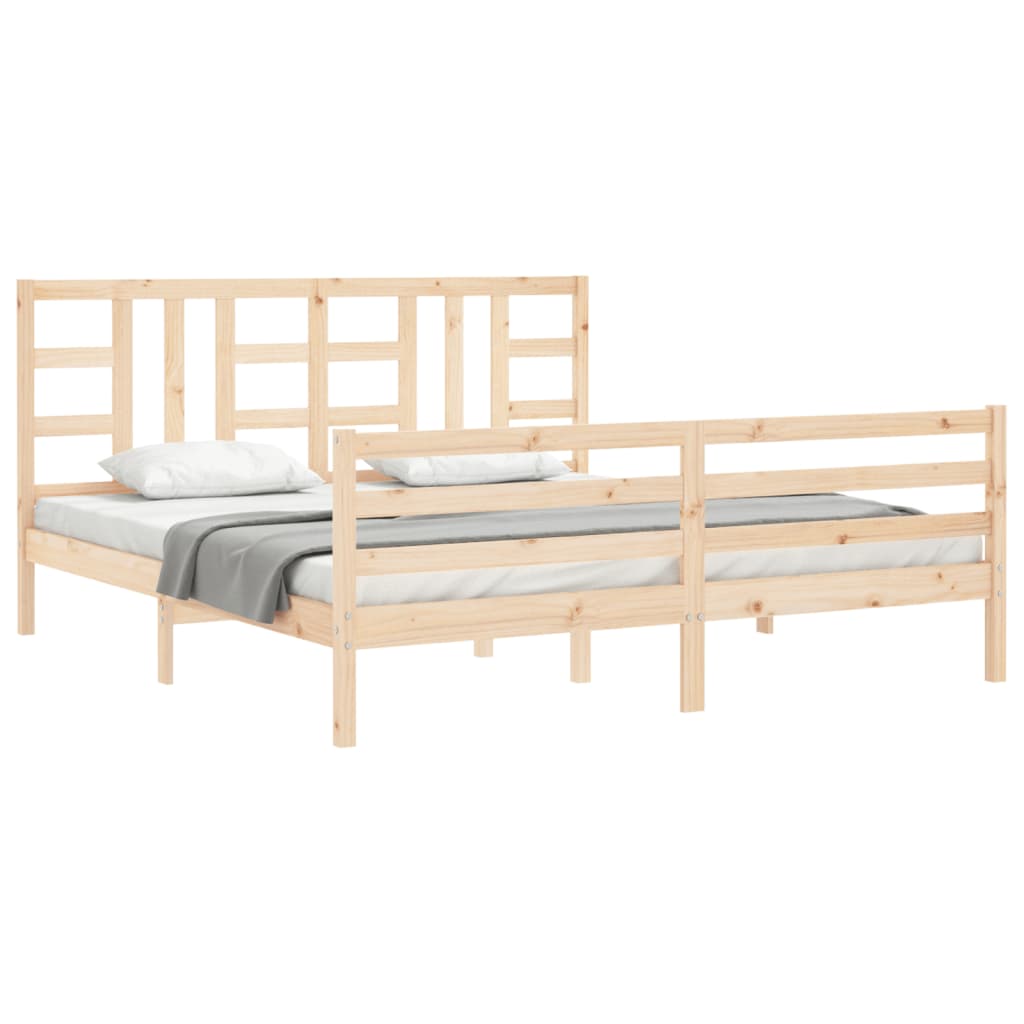 Bed Frame with Headboard 183x203 cm King Solid Wood