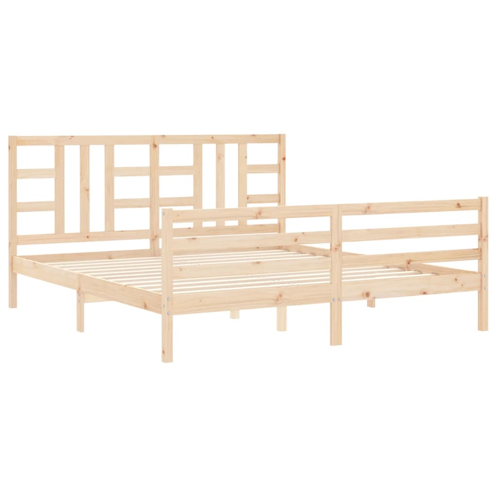 Bed Frame with Headboard 183x203 cm King Solid Wood