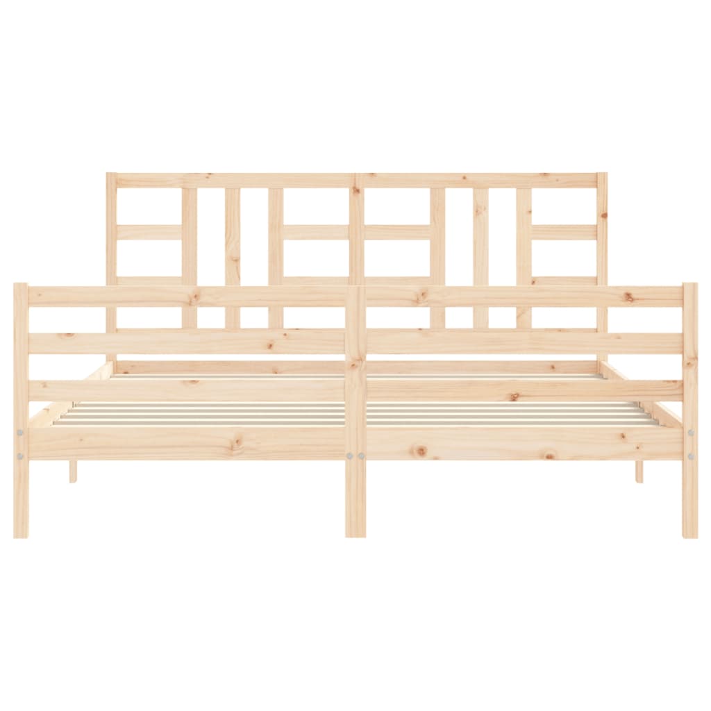 Bed Frame with Headboard 183x203 cm King Solid Wood