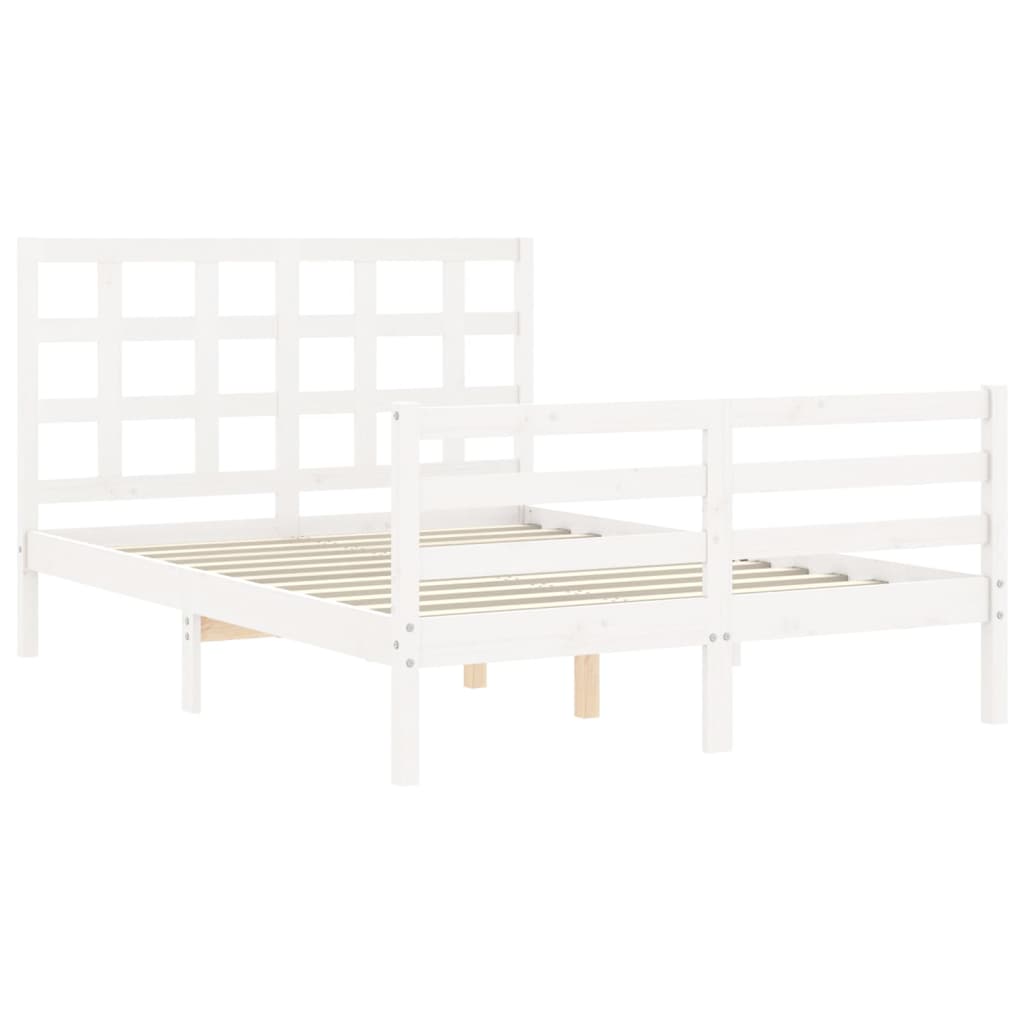 Bed Frame with Headboard White 137x187 cm Double Solid Wood