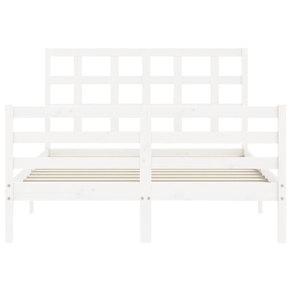 Bed Frame with Headboard White 137x187 cm Double Solid Wood