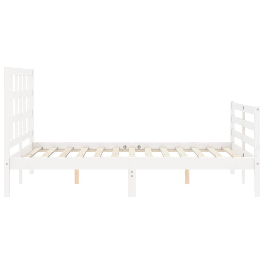 Bed Frame with Headboard White 137x187 cm Double Solid Wood