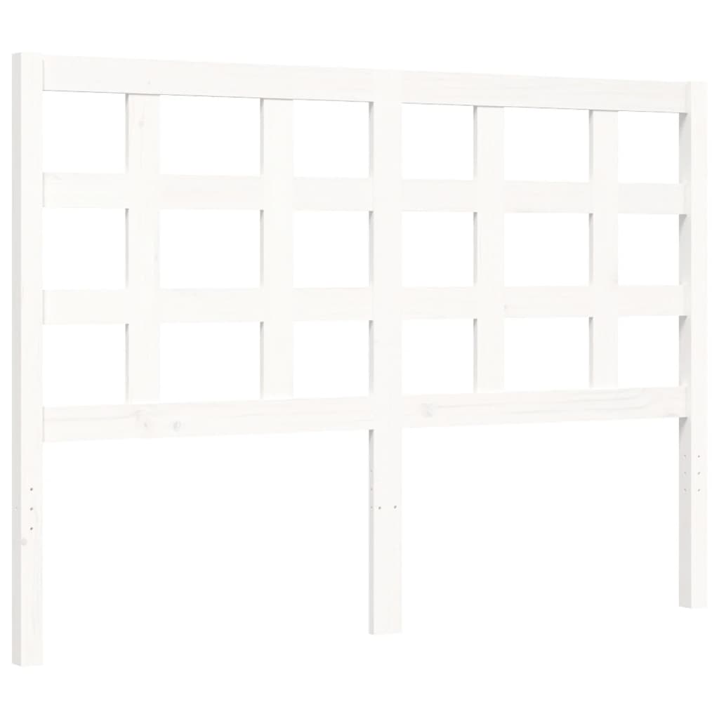 Bed Frame with Headboard White 137x187 cm Double Solid Wood