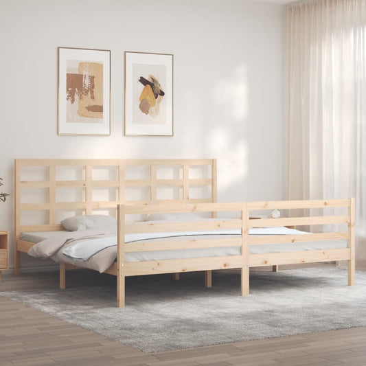 Bed Frame with Headboard 183x203 cm King Solid Wood