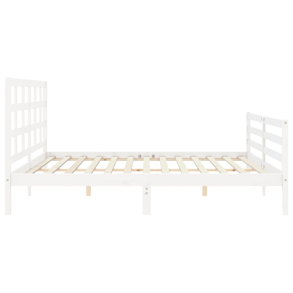 Bed Frame with Headboard White 183x203 cm King Solid Wood