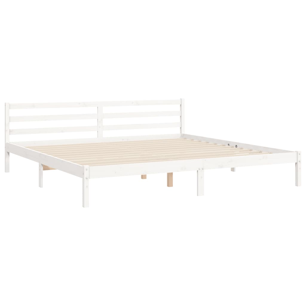 Bed Frame with Headboard White 183x203 cm King Solid Wood