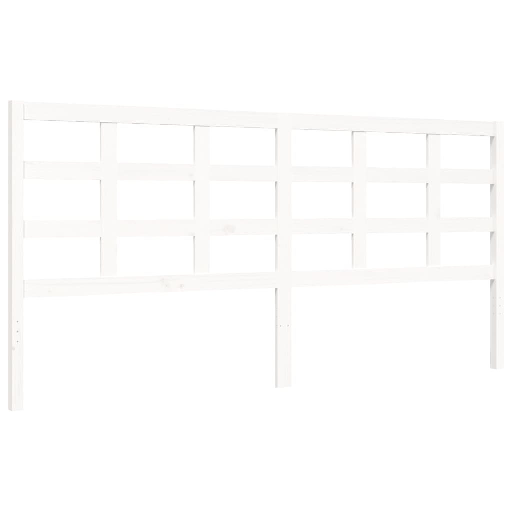 Bed Frame with Headboard White 183x203 cm King Solid Wood