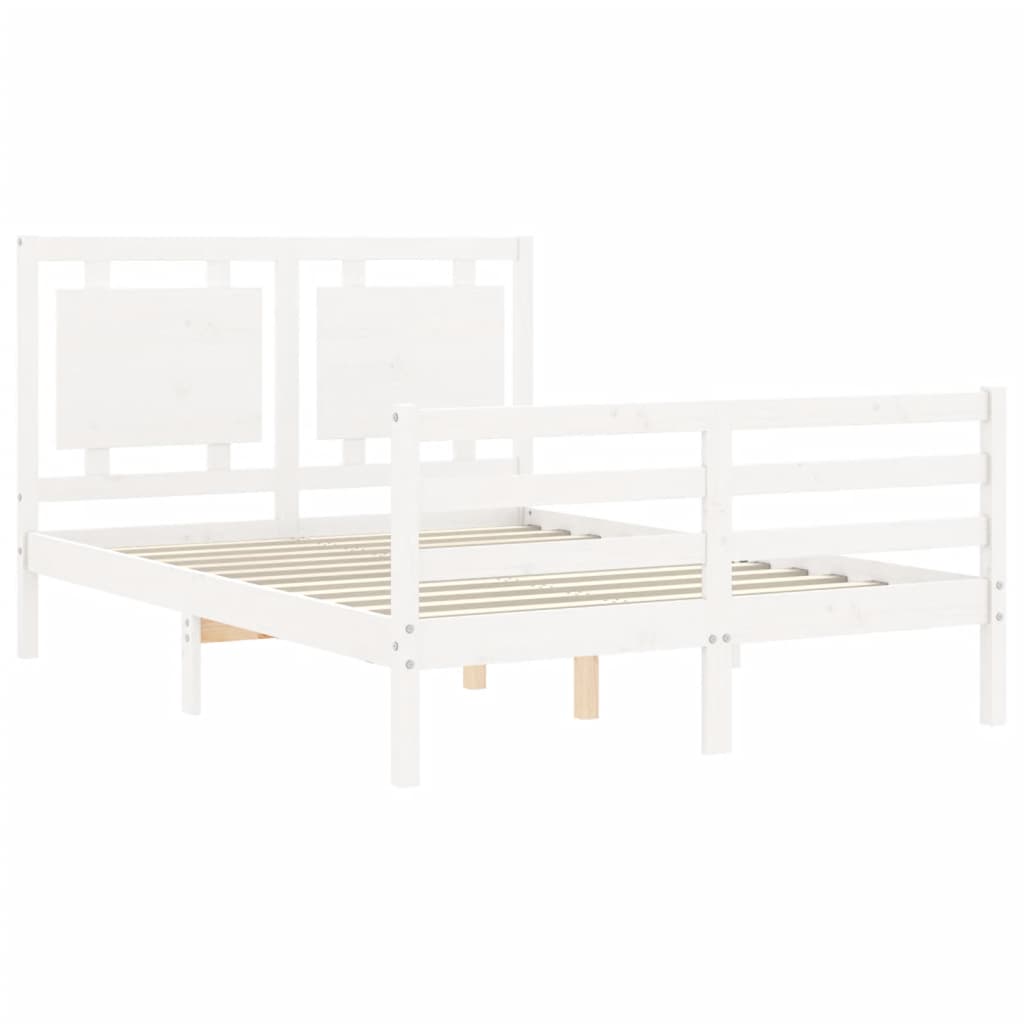 Bed Frame with Headboard White 137x187 cm Double Solid Wood