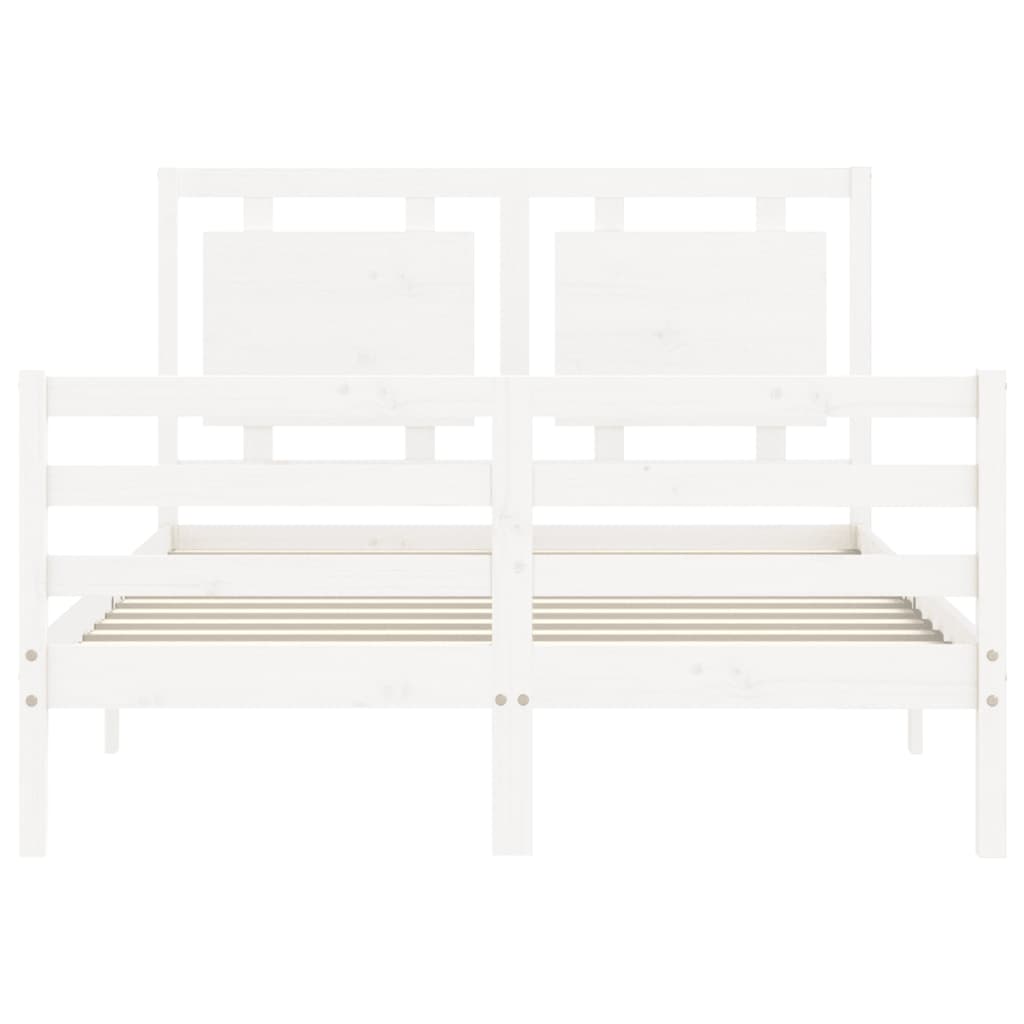 Bed Frame with Headboard White 137x187 cm Double Solid Wood