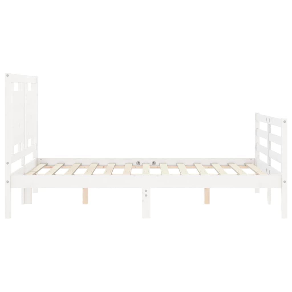 Bed Frame with Headboard White 137x187 cm Double Solid Wood