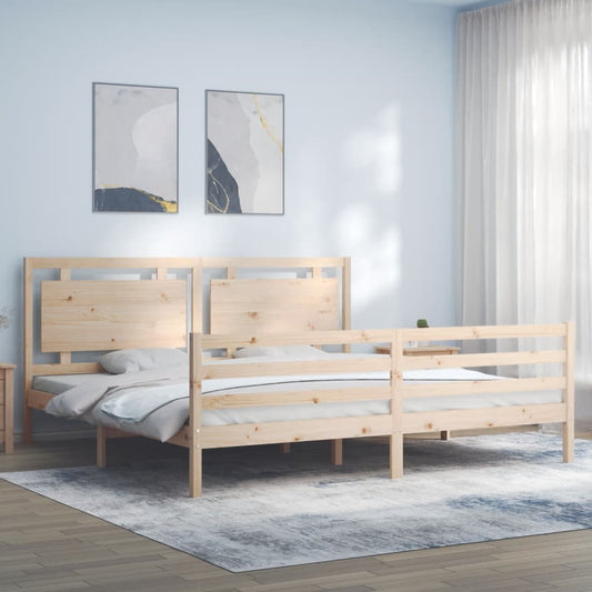 Bed Frame with Headboard 183x203 cm King Solid Wood