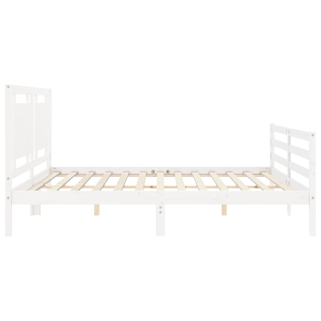 Bed Frame with Headboard White 183x203 cm King Solid Wood