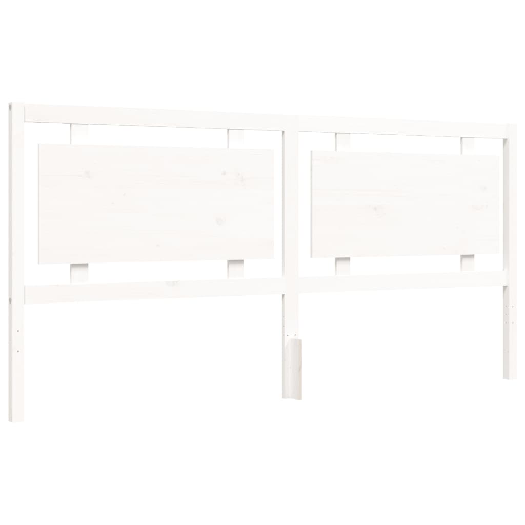 Bed Frame with Headboard White 183x203 cm King Solid Wood