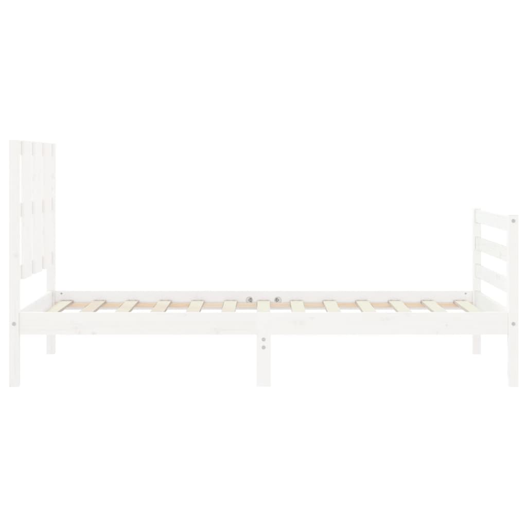 Bed Frame with Headboard White 92x187 cm Single Size Solid Wood