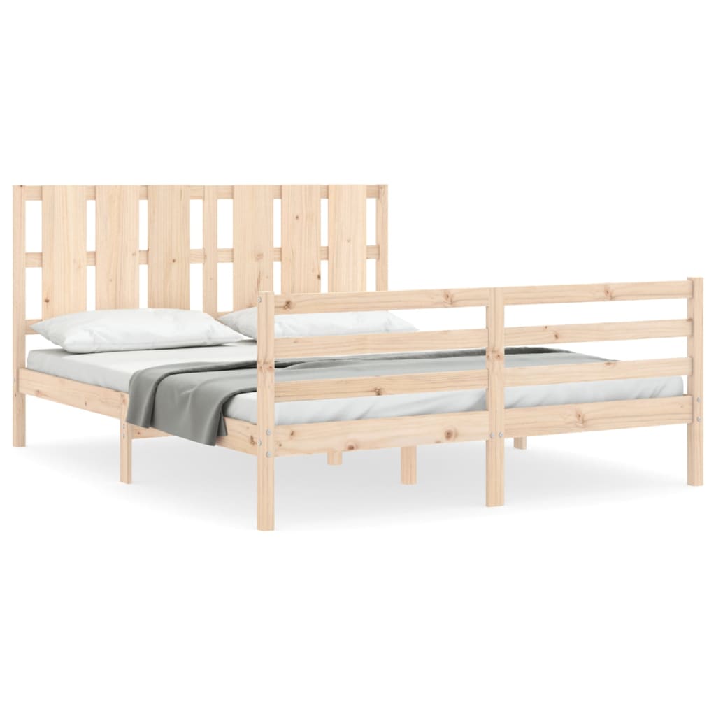 Bed Frame with Headboard 153x203 cm Queen Solid Wood