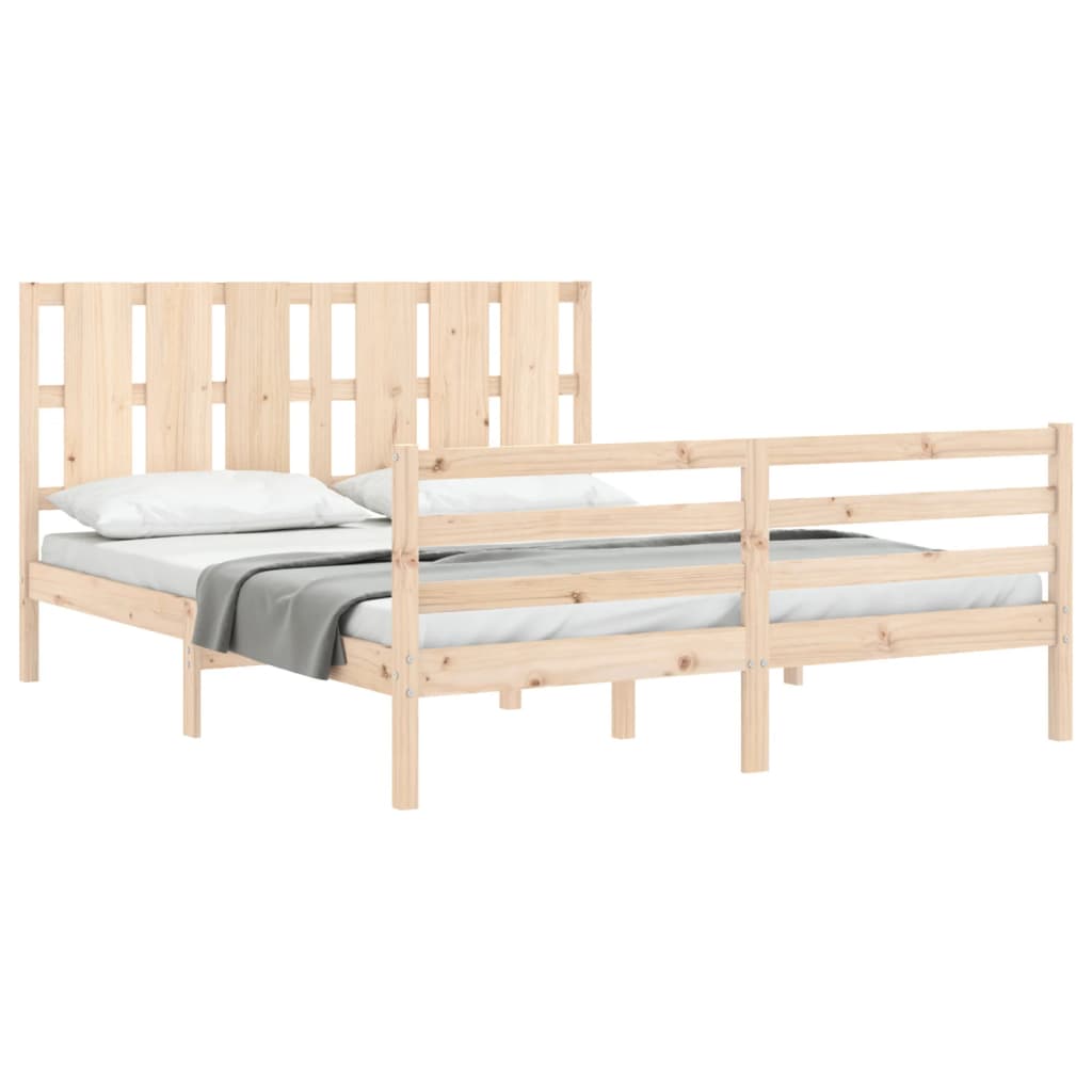 Bed Frame with Headboard 153x203 cm Queen Solid Wood