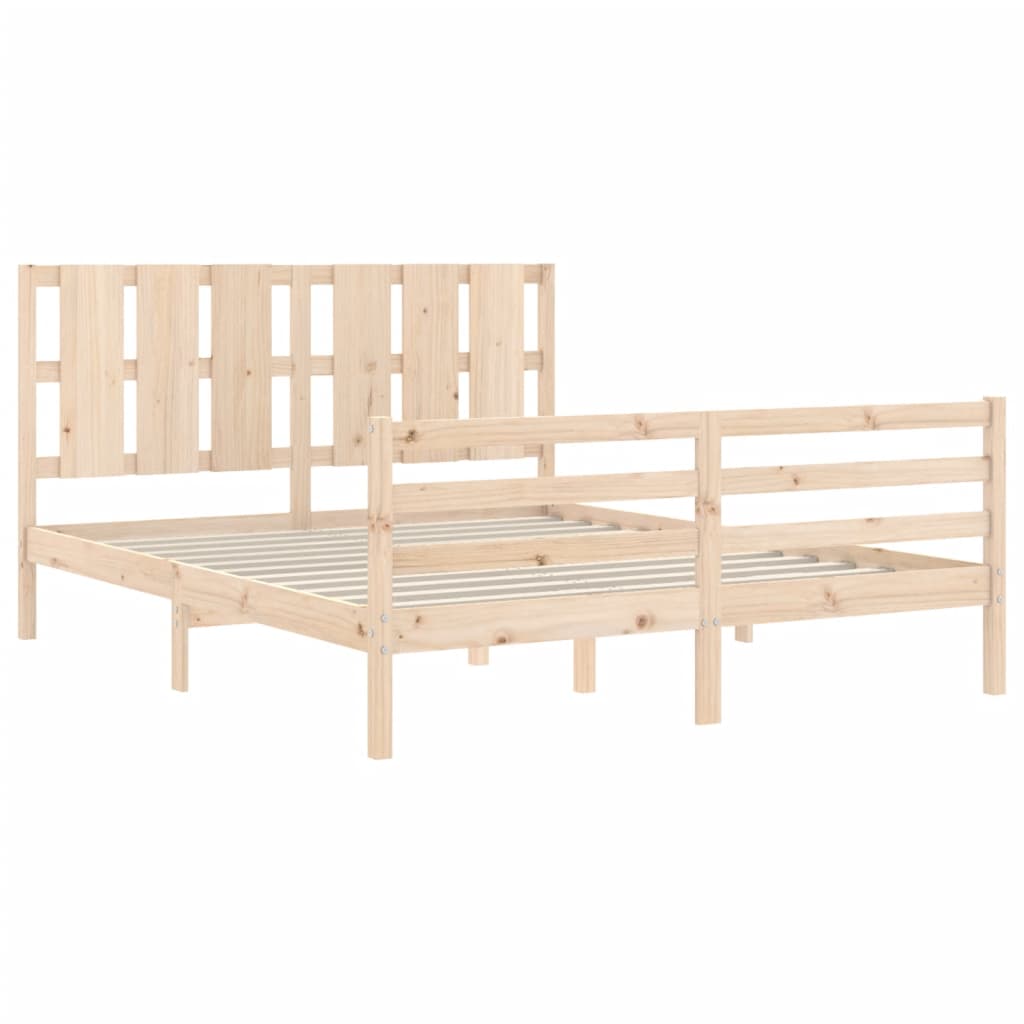 Bed Frame with Headboard 153x203 cm Queen Solid Wood