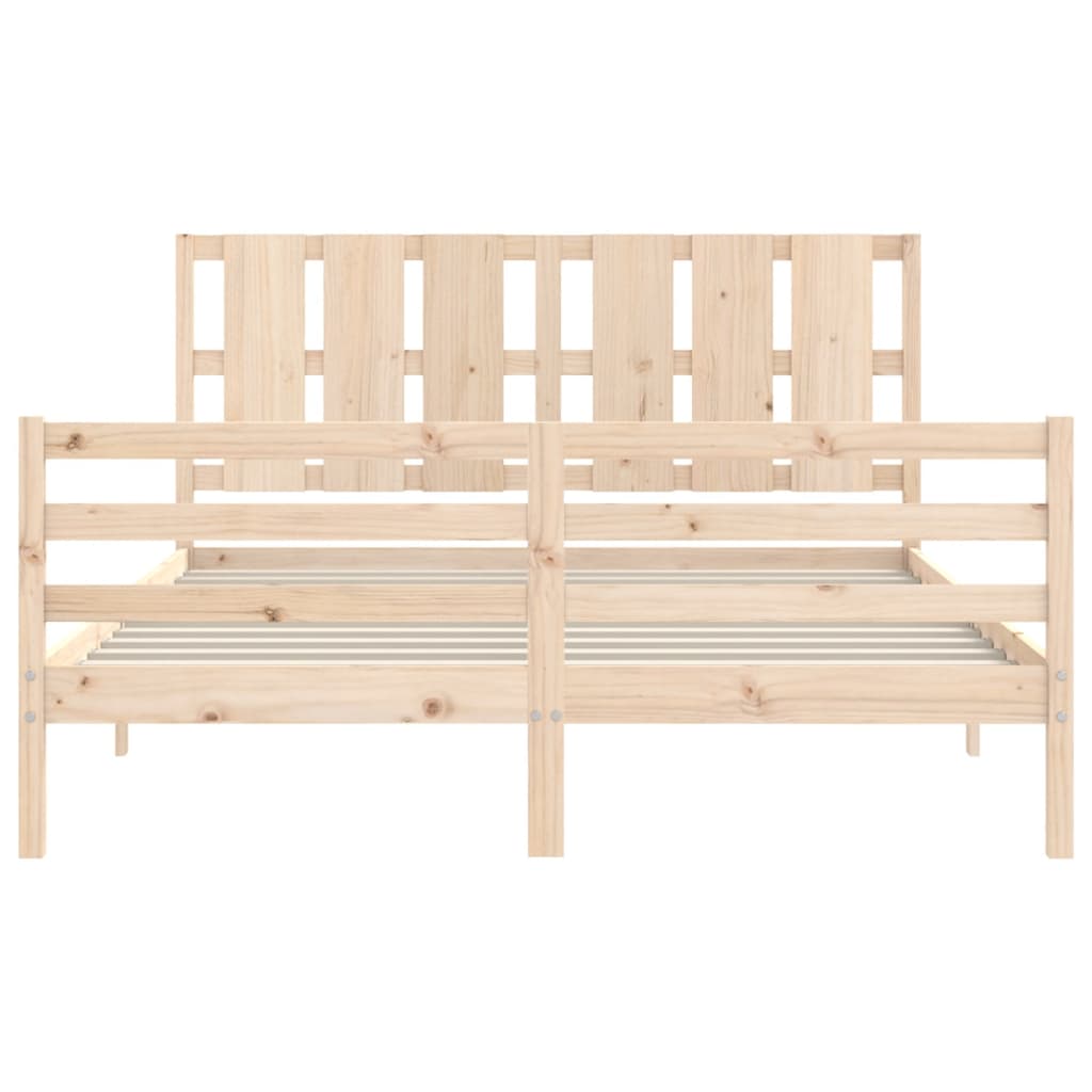 Bed Frame with Headboard 153x203 cm Queen Solid Wood