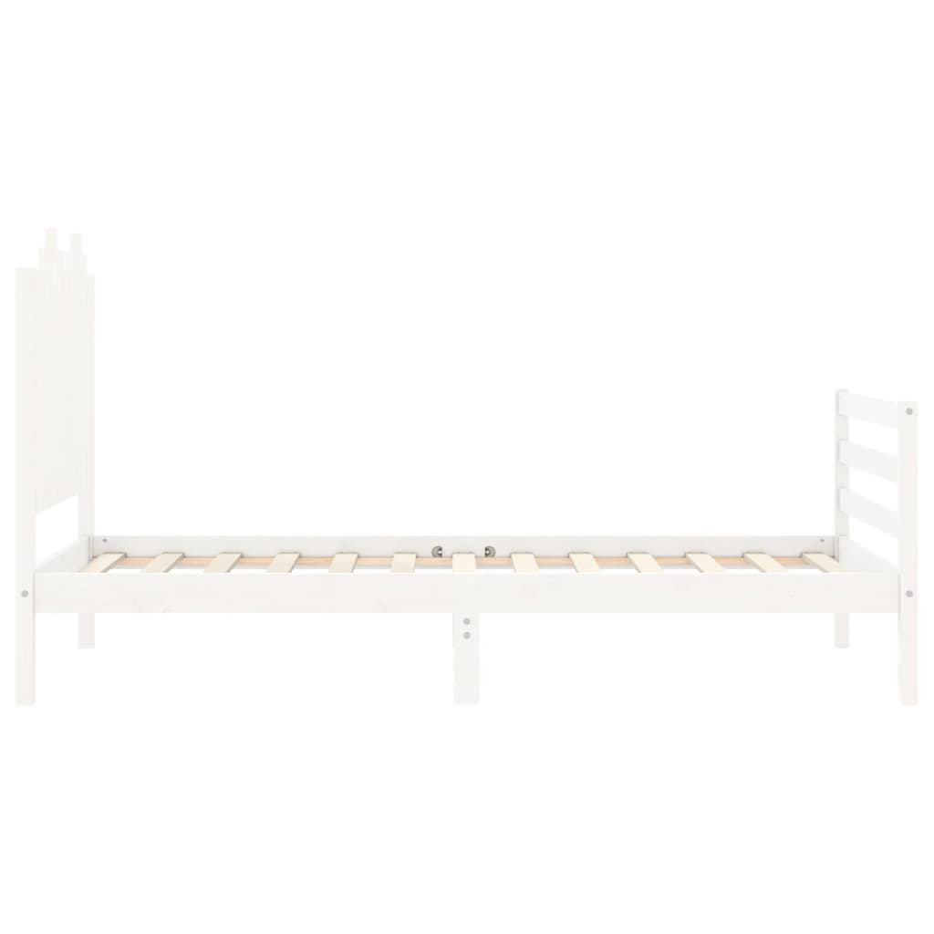 Bed Frame with Headboard White 92x187 cm Single Size Solid Wood