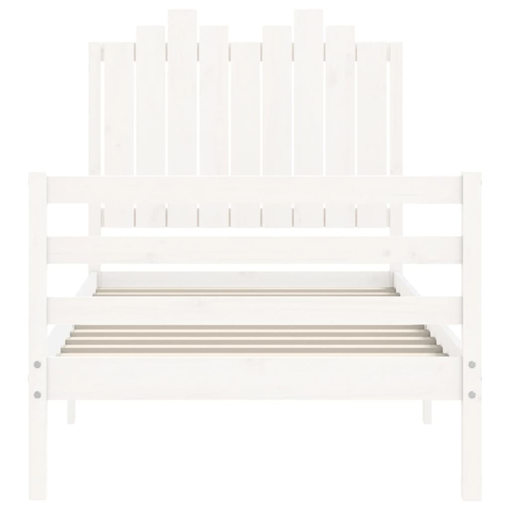 Bed Frame with Headboard White 92x187 cm Single Size Solid Wood