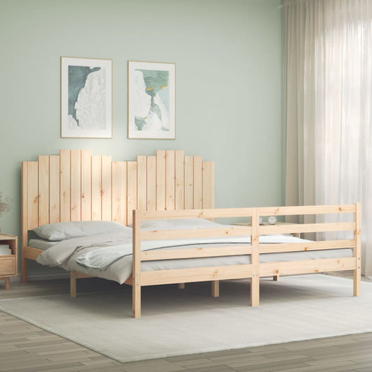 Bed Frame with Headboard 183x203 cm King Solid Wood