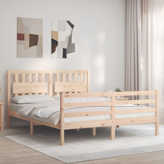 Bed Frame with Headboard 153x203 cm Queen Solid Wood