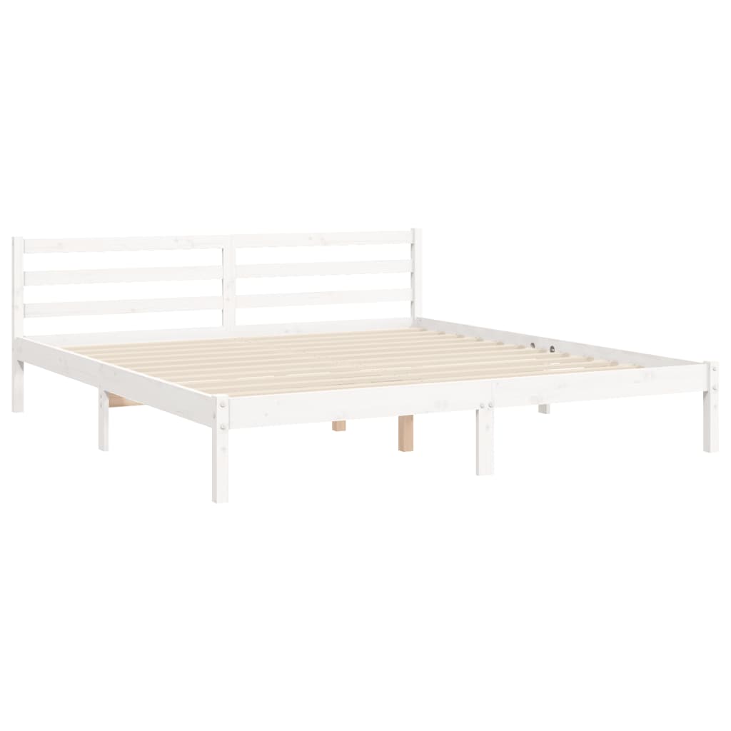 Bed Frame with Headboard White 183x203 cm King Solid Wood