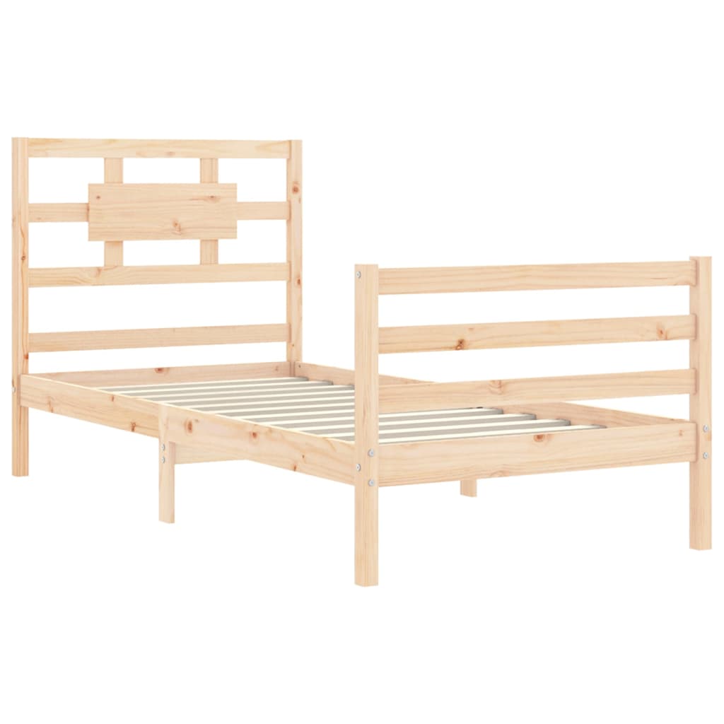 Bed Frame with Headboard 92x187 cm Single Size Solid Wood