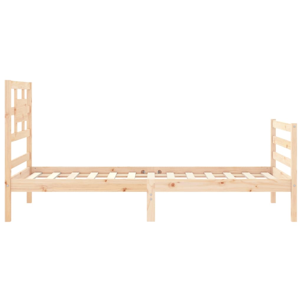 Bed Frame with Headboard 92x187 cm Single Size Solid Wood