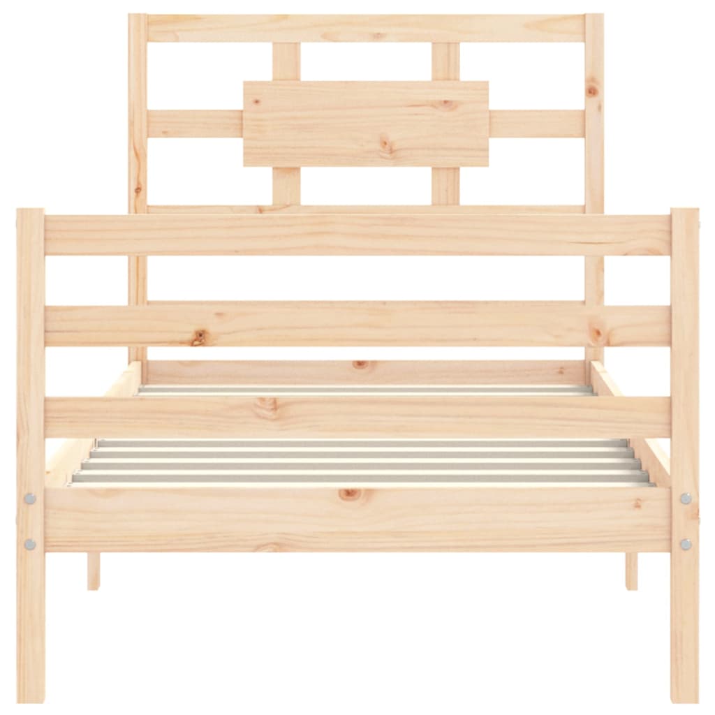 Bed Frame with Headboard 92x187 cm Single Size Solid Wood