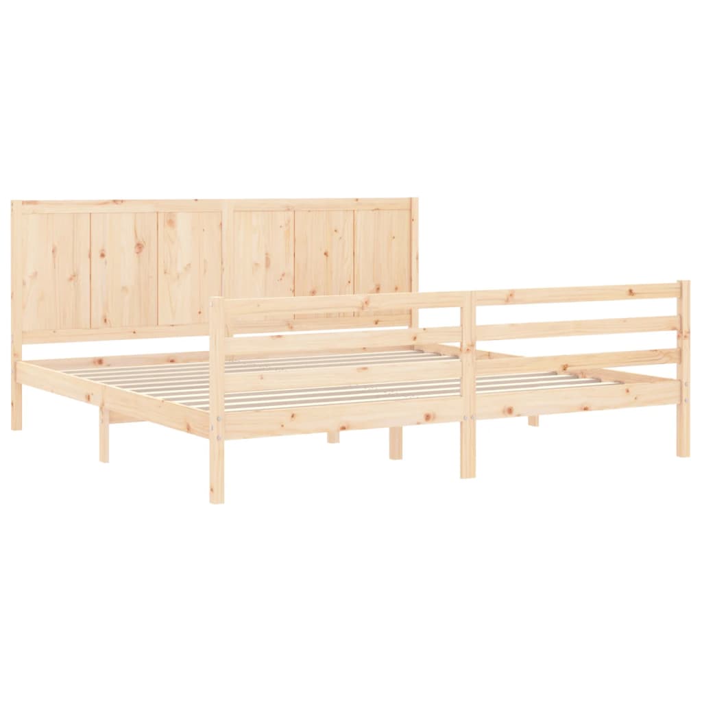 Bed Frame with Headboard 183x203 cm King Solid Wood