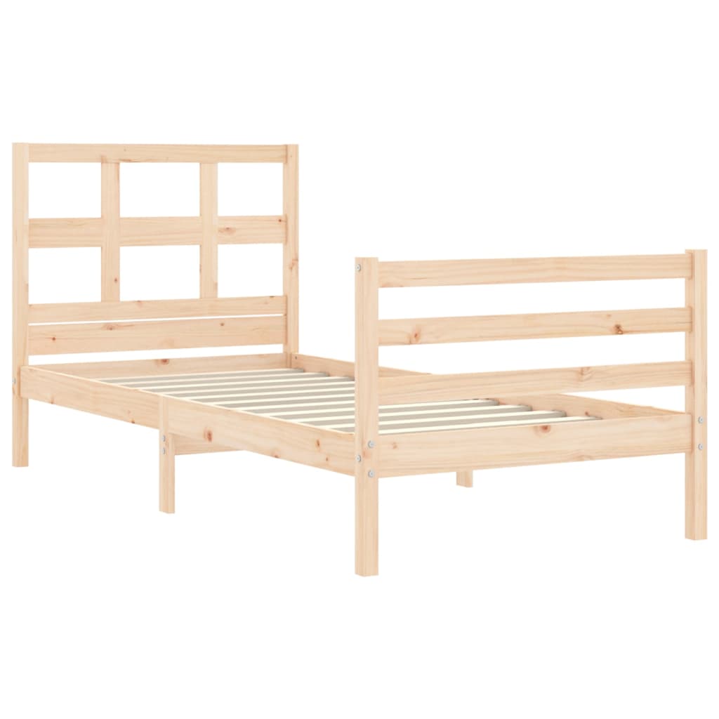 Bed Frame with Headboard 92x187 cm Single Size Solid Wood