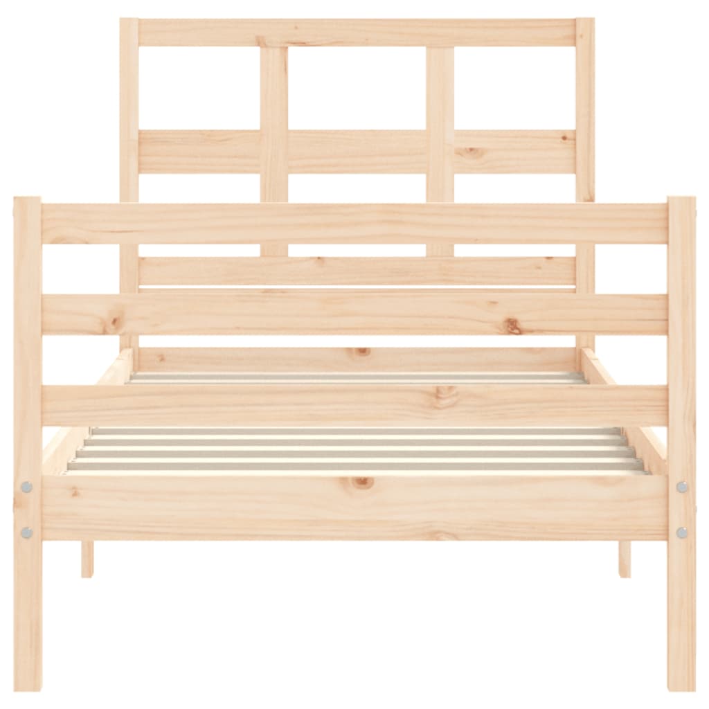 Bed Frame with Headboard 92x187 cm Single Size Solid Wood