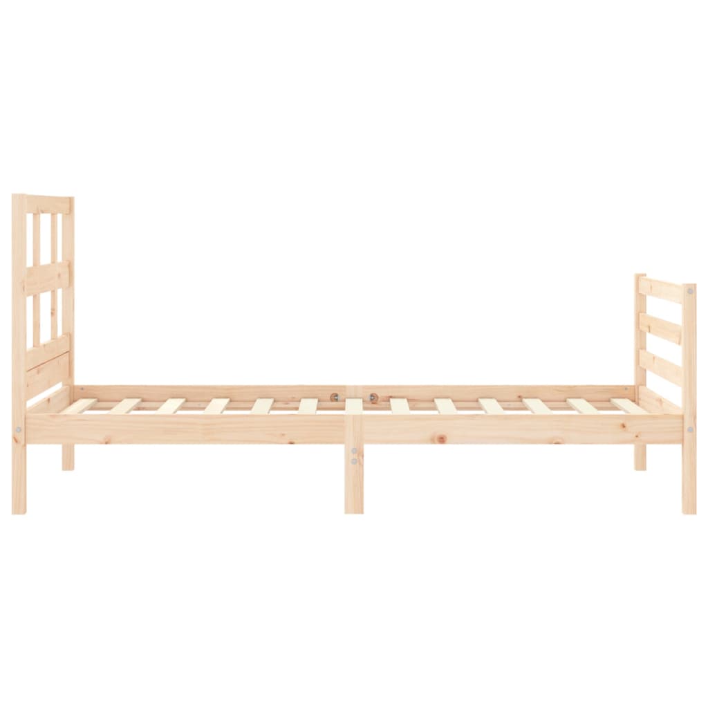 Bed Frame with Headboard 92x187 cm Single Size Solid Wood