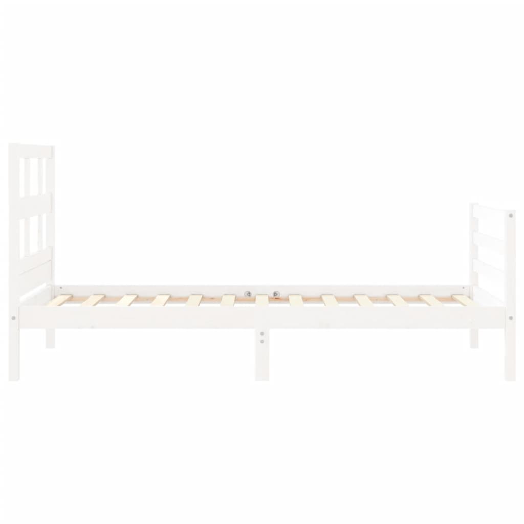 Bed Frame with Headboard White 92x187 cm Single Size Solid Wood