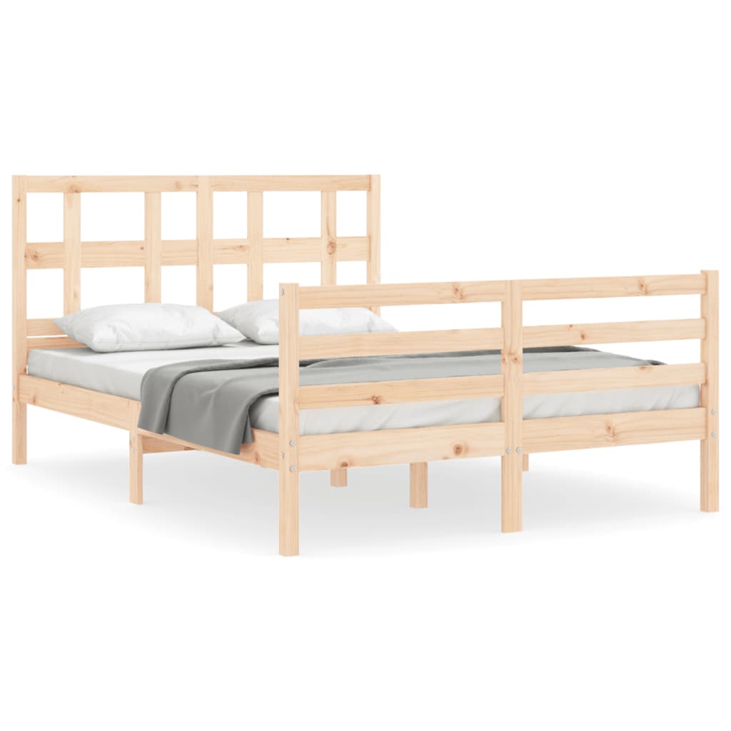 Bed Frame with Headboard 137x187 cm Double Solid Wood