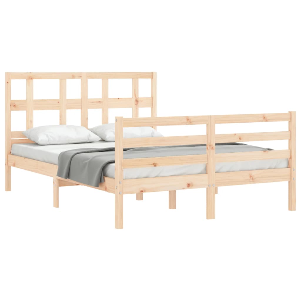 Bed Frame with Headboard 137x187 cm Double Solid Wood