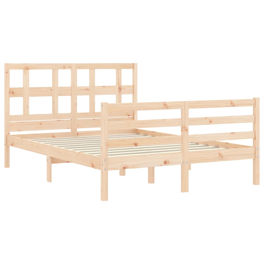 Bed Frame with Headboard 137x187 cm Double Solid Wood