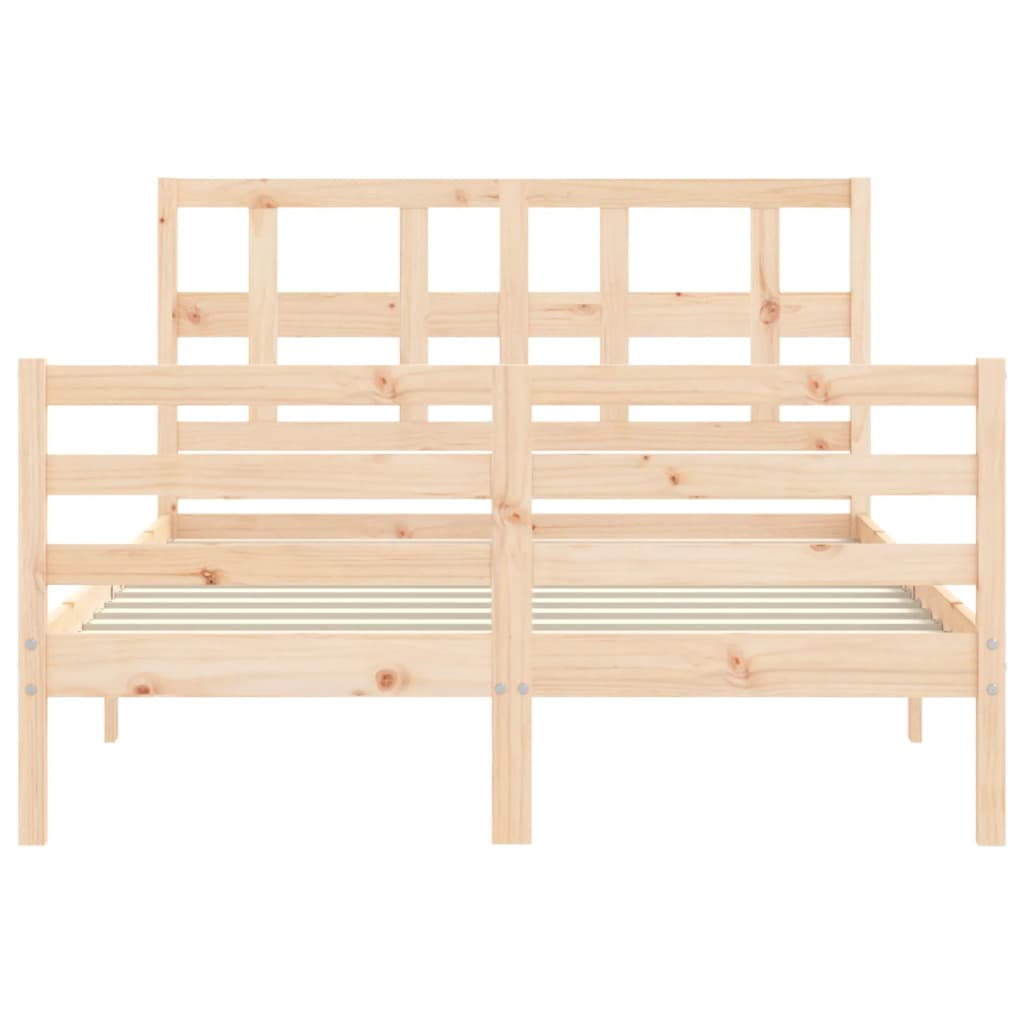 Bed Frame with Headboard 137x187 cm Double Solid Wood