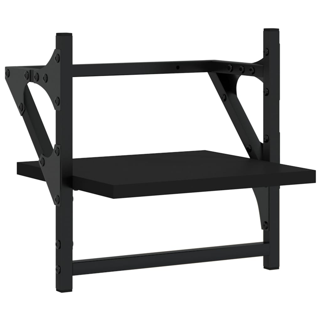 4 Piece Wall Shelf Set with Bars Black Engineered Wood